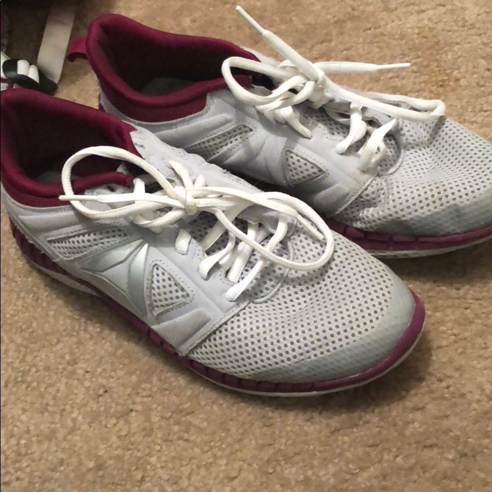 Reebok Maroon and white running shoes